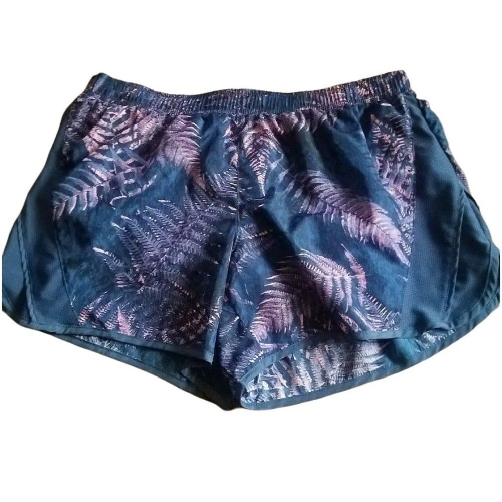 COTTON ON Body Juniors Swim Athletic Shorts Size Medium Navy / Peach Palm Tree